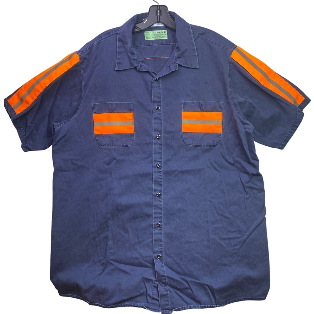 Aramark Shirt Mens 2XL Reflective Workwear Grunge Outdoors Rugged Chore Garage